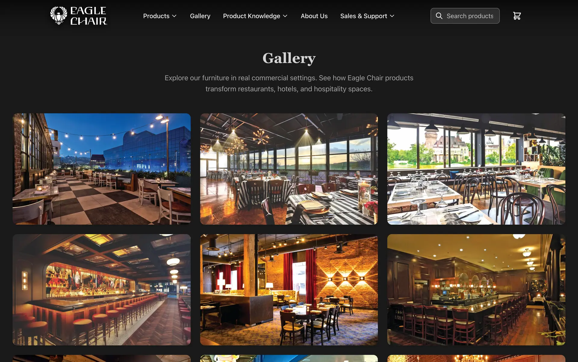 The EagleChair gallery of restaurants and bars furnished with their seating