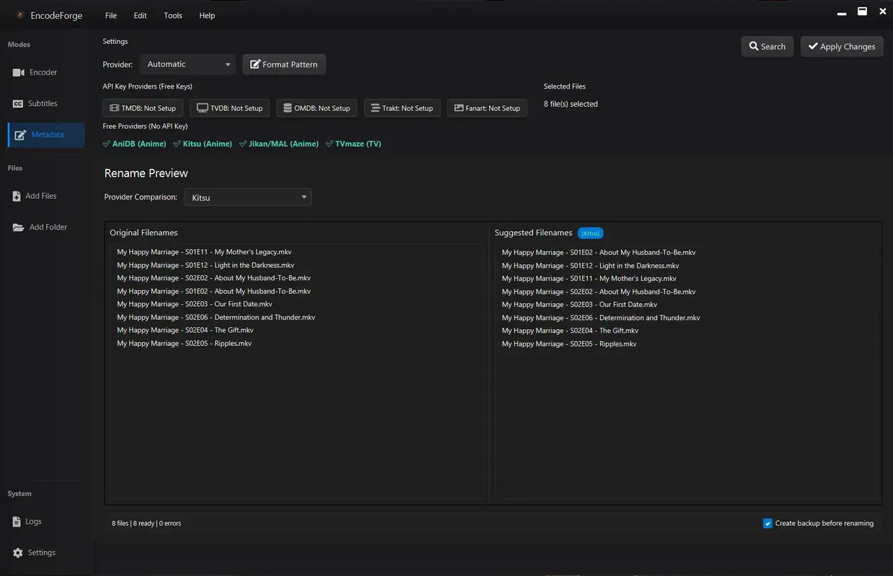 EncodeForge metadata-driven file renaming