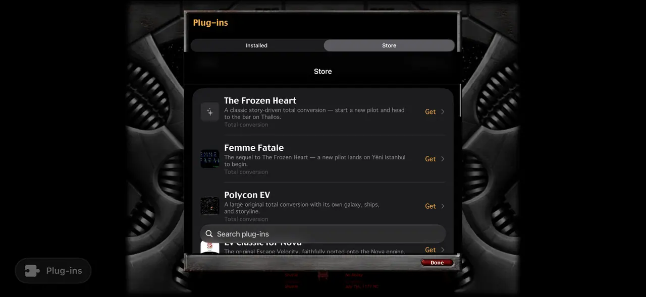 The in-game plugin store