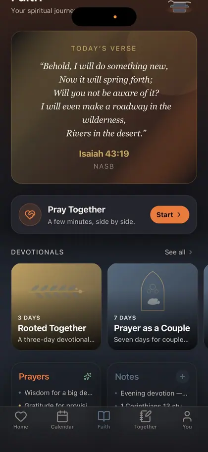 Ourlee's daily verse and devotional screen